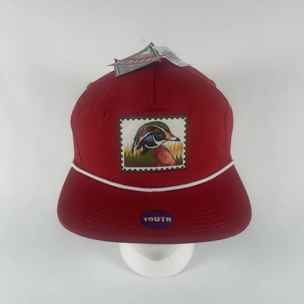 Burlebo Snapback Hat Youth Red Adjustable Rope Cap Outdoor Casual NWT